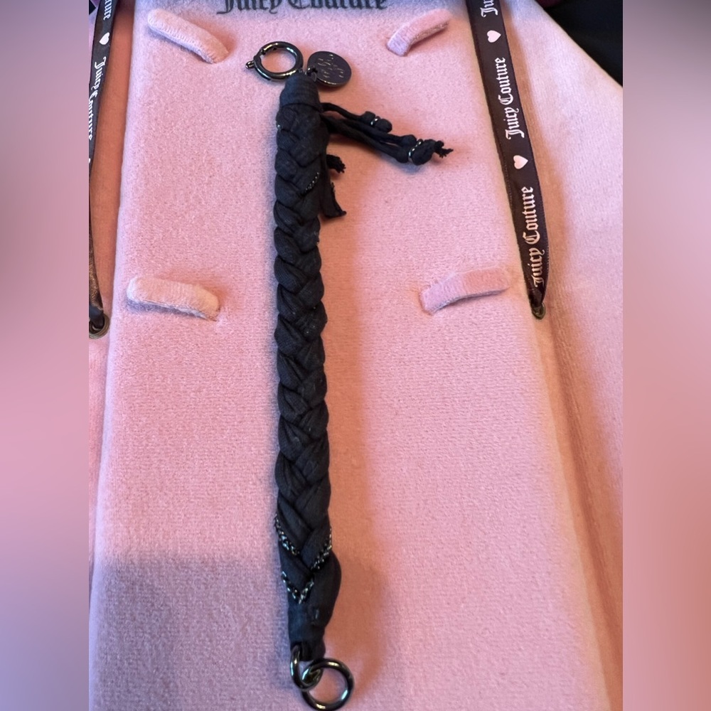 Juicy Couture Black Material and Chain Braided Bracelet - Picture 2 of 6